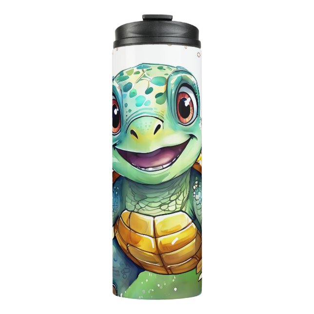Termo Tortuga marina Chibi adorable bajo el mar  (Anverso)