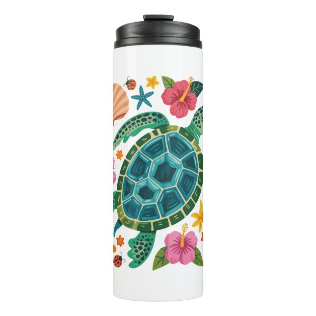 Termo Tortuga marina floral de Boho (Anverso)