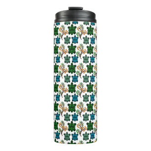 Termo Tortuga Marina Tropical Patrón Floral Océano Cos