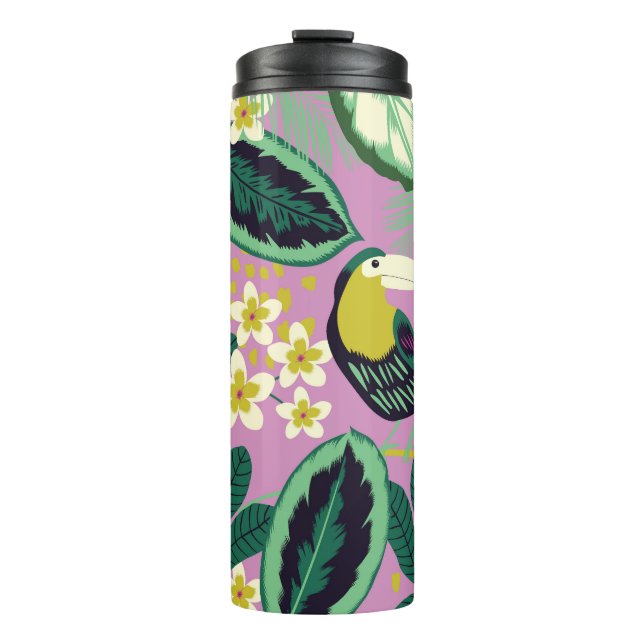 Termo Toucanes tropicales: Patrón de flores (Anverso)