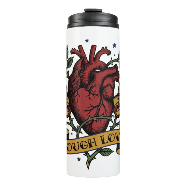 Termo Tough Love Boxeo Corazón Tatuaje Flash Fuerte  (Anverso)