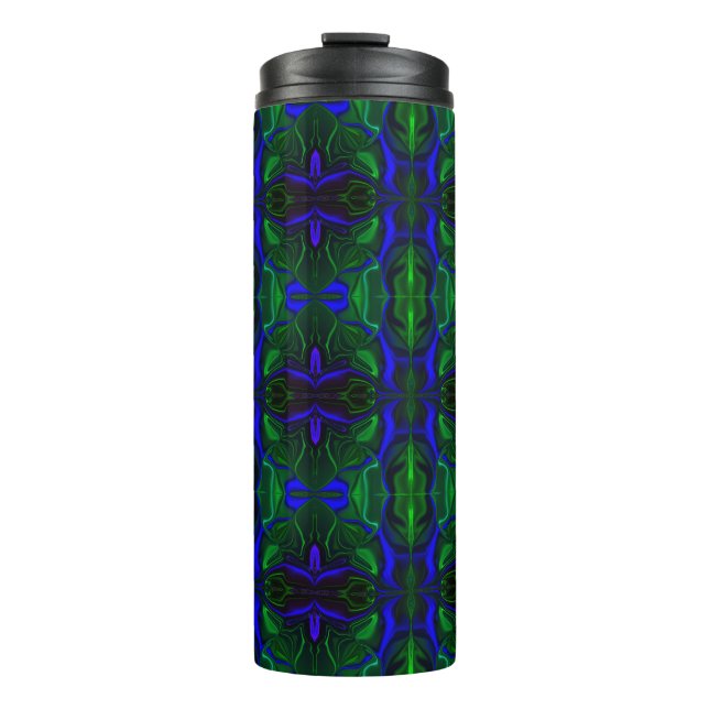 Termo Traços azuis 'flutuando' sobre fundo verde. (Anverso)