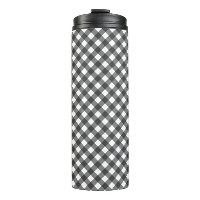 Termo Traditional Black White Gingham Picnic Cottagecore (Anverso)