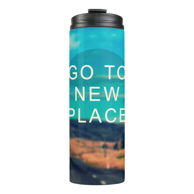 Termo Travel inspiration quote - Go to new place. Retro  (Anverso)