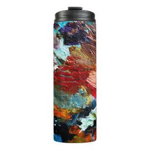 Termo trazos multicolores de pintura al óleo sobre el ar