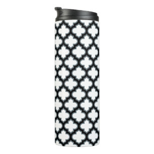 Termo Trébol blanco y negro, Entramado, Quatrefoil
