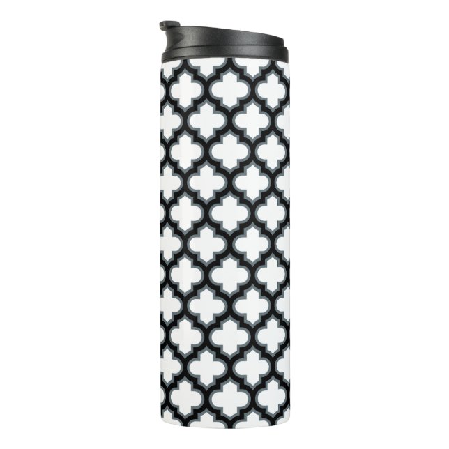 Termo Trébol blanco y negro, Entramado, Quatrefoil (Rotado hacia la derecha)