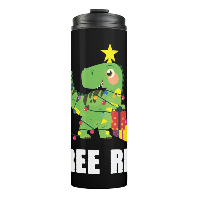 Termo Tree Rex con bolas de Navidad - dino divertido (Anverso)