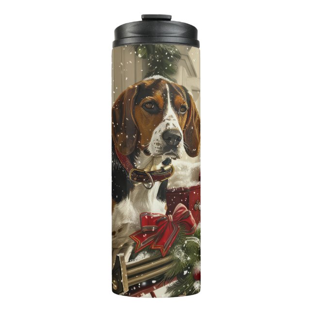 Termo Treeing Walker Coonhound Perro Navideño Festivo (Anverso)