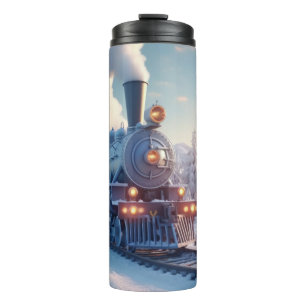 Termo Tren de Vapor Navideño Antiguo Bosque Helado