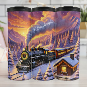 Termo Tren Mágico de Navidad Paisaje Invernal