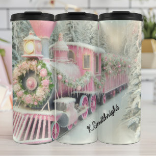 Termo Tren Rosa Floral País de las Maravillas de Inviern