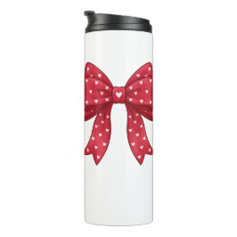 Termo Trendy Coquette Red Ribbon Bow with White Hearts