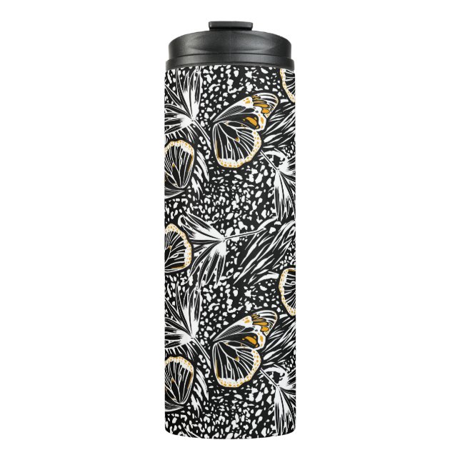 Termo Trendy hand sketch butterflies flying blending wit (Anverso)