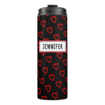 Trendy Love Red Y Black And Name Hearts Pattern