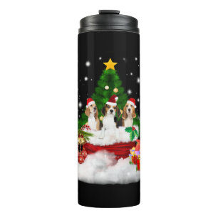 Termo Tres Beagles Santa Claus con árbol de Navidad