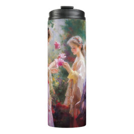 Termo Tres chicas jugando en el jardín