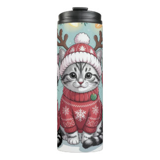 Termo Tres gatitos navideños festivos