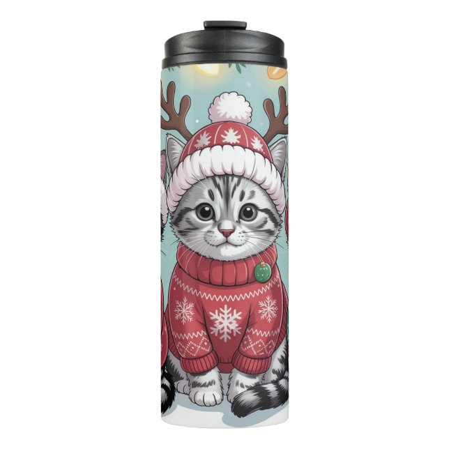 Termo Tres gatitos navideños festivos (Anverso)