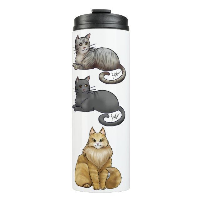 Termo Tres tazas de gato - Personalizado (Anverso)