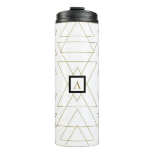 Termo Triángulos Dorados Chic Blanco Glamour Moderno