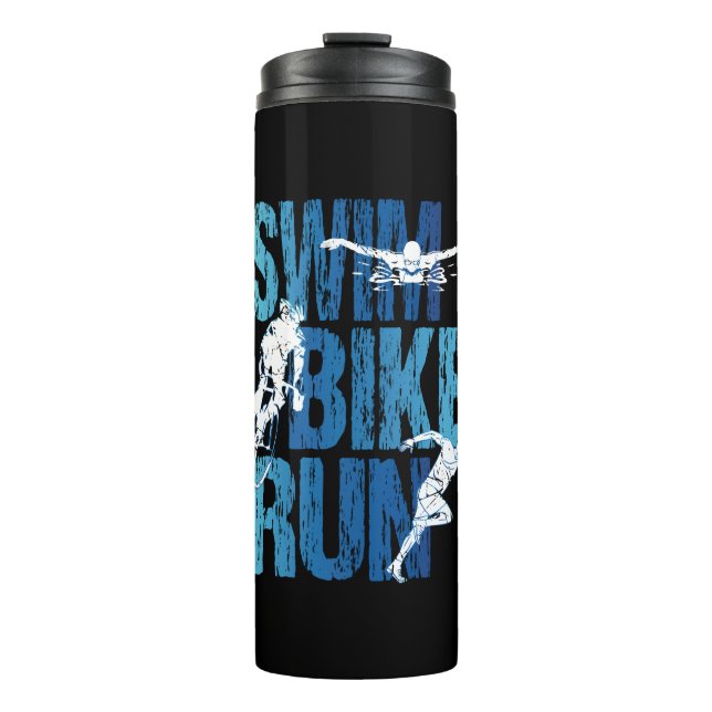 Termo Triatlón - Huida en bicicleta de natación (Anverso)
