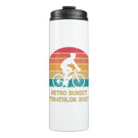 Triatlón personalizado de ciclismo retro atardecer