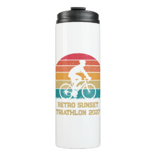Termo Triatlón personalizado de ciclismo retro atardecer