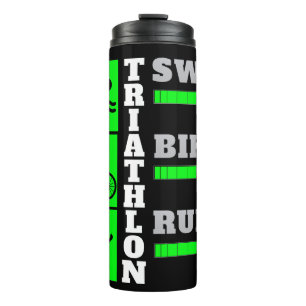 Termo Triatlón triunfo: natación, bicicleta, carreras de