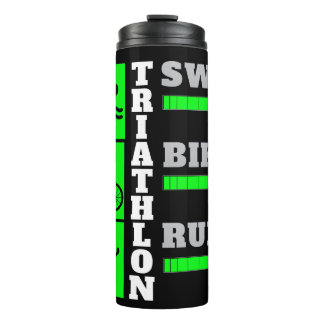 Termo Triatlón triunfo: natación, bicicleta, carreras de