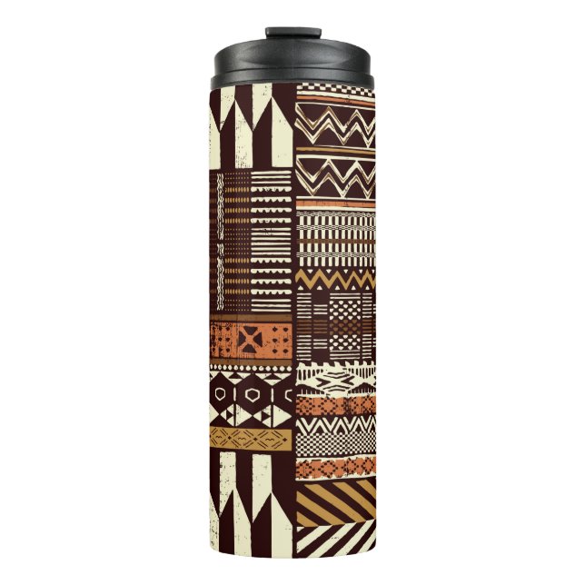 Termo Tribal African style fabric patchwork abstract vin (Anverso)