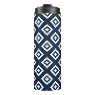 Termo Tribal, azteca, azul marino y blanco