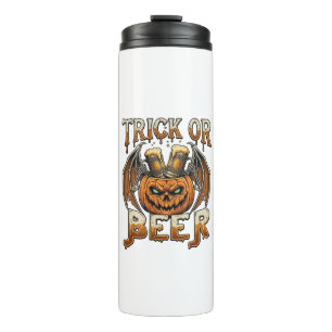 Termo Trick Or Beer Halloween Calabaza Esqueleto Alas Ta