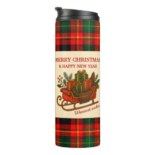 Termo Trineo de Navidad vintage con regalos y cuadros es