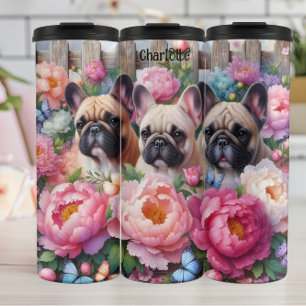 Termo Trío de Bulldog francés: floral, encanto de la mar