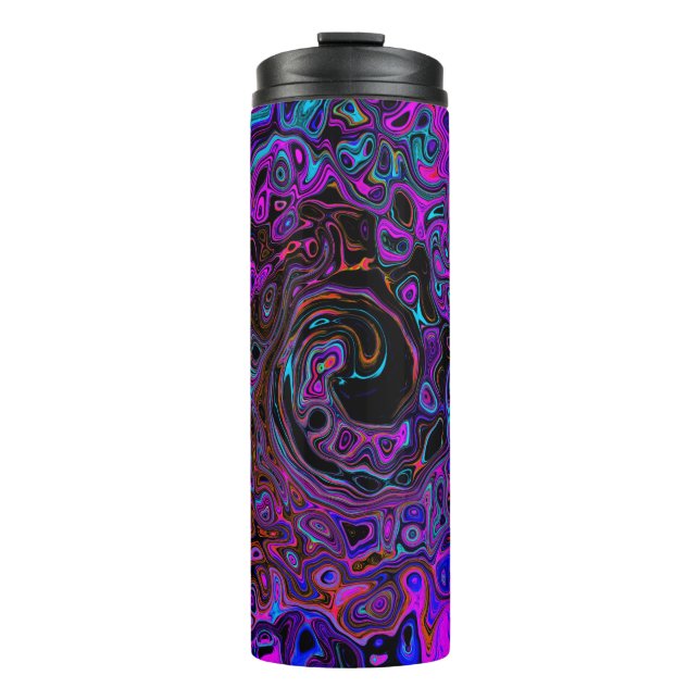 Termo Trípedo negro y magenta retro líquido giratorio (Anverso)