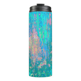 Termo Trippy Aqua Sunrise con flores psicodélicas