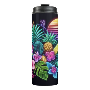 Termo Tropical neón colorido/hawaiano
