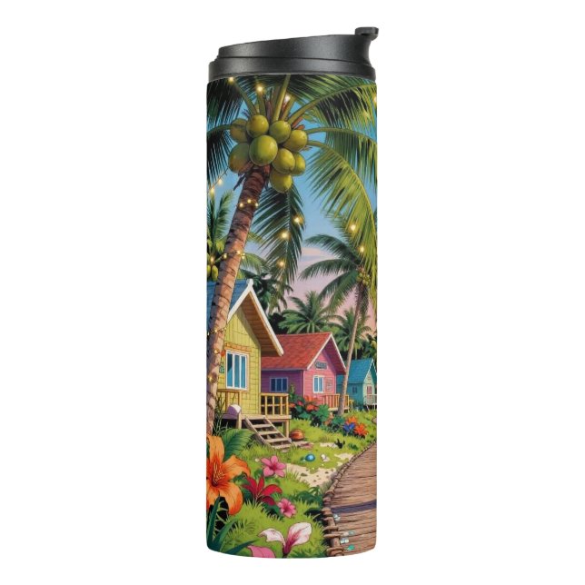 Termo Tropical Paradise Coastal Seaside Cottage Ocean  (Rotado hacia la izquierda)