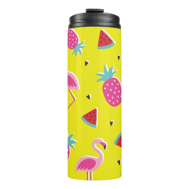 Termo  tropical patternwith pink pineapple, flamingos, w (Anverso)