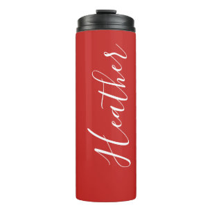 Termo Tu escritura blanca personalizada sobre rojo