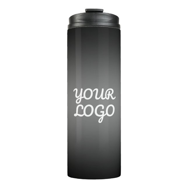 Termo Tu Logo & Moderno Simple Ombre | Gris Oscuro (Anverso)