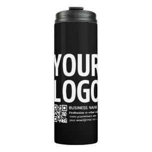 Termo Tu logotipo con código QR editable y texto