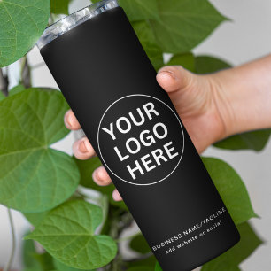 Termo Tu logotipo y texto aquí l marca en blanco y negro