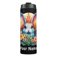 Tu nombre Fluffy Bunny y flores