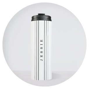 Termo Tu Texto Personalizado & Rayas Modernas Negro &
