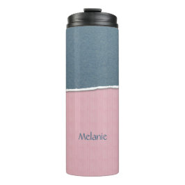 Termo Tubo de nombre personalizado de textura azul y ros