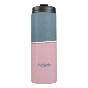 Termo Tubo de nombre personalizado de textura azul y ros