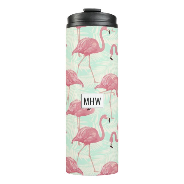 Termo Tubo monograma personalizado Flamingos rosa (Anverso)