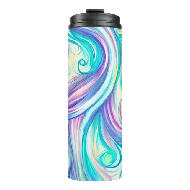 Termo Tuercas de ondas azules y patrón de remolinos (Anverso)